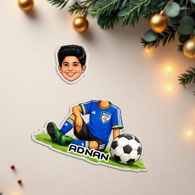 Personalized Football Theme Bobblehead Caricature Gift for Soccer Players, Kids & Sports Fans  Football Theme Return Gift for Kids  Battery Powered Moving Head